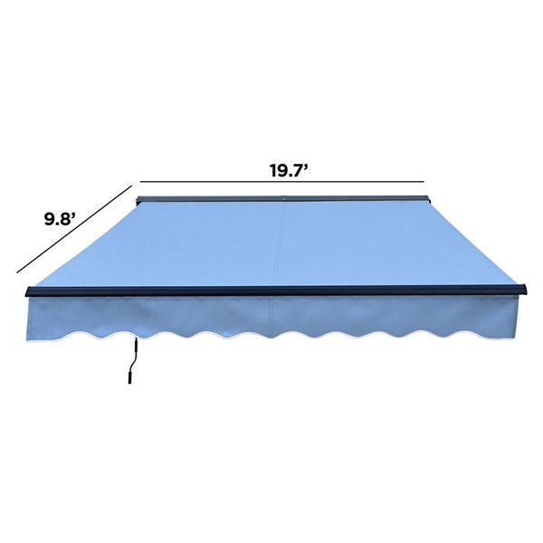 ALEKO 20 x 10-ft Half Cassette Motorized Retractable LED Luxury Patio Awning - Sky Blue