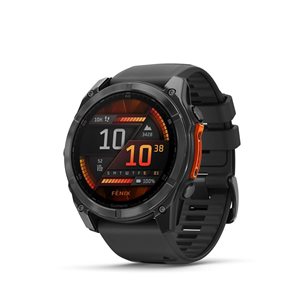 Montre intelligente GPS fēnix 8 Garmin 51 mm à écran AMOLED avec bracelet en silicone noir