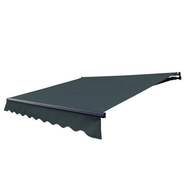 ALEKO 12 x 10-ft Retractable Black Frame Patio Awning - Black Frame - Forest Green