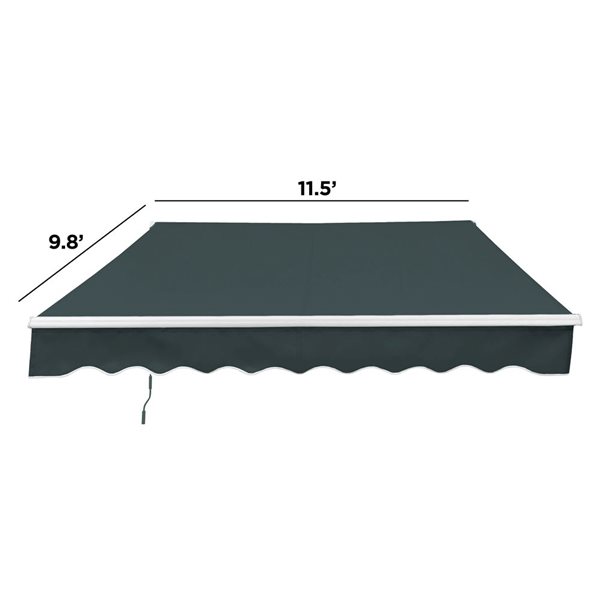 ALEKO 12 x 10-ft Retractable White Frame Patio Awning - Forest Green