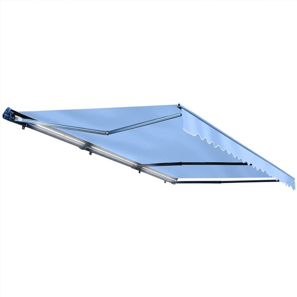 ALEKO 13 x 10-ft Half Cassette Motorized Retractable LED Luxury Patio Awning - Sky Blue