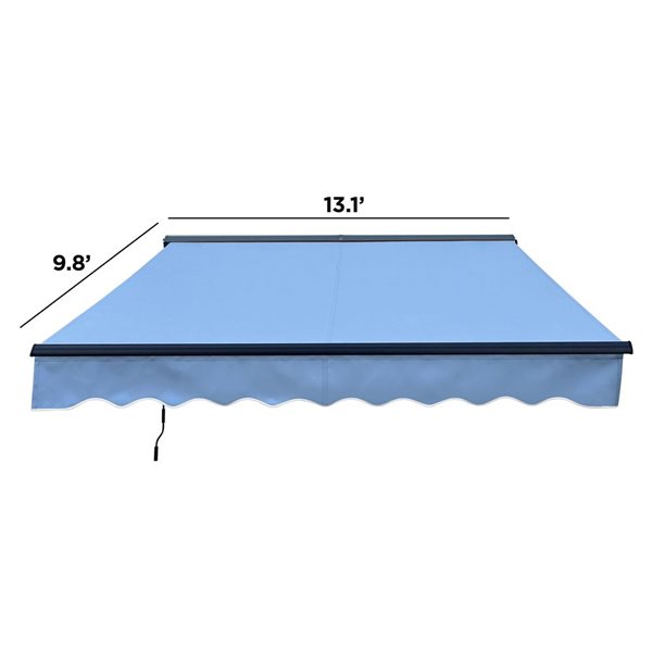 ALEKO 13 x 10-ft Half Cassette Motorized Retractable LED Luxury Patio Awning - Sky Blue