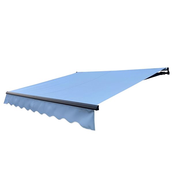 ALEKO 10 x 8-ft Retractable Black Frame Patio Awning - Sky Blue Fabric