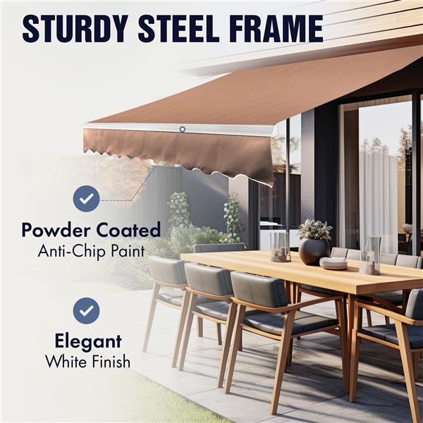 ALEKO 10 x 8-ft Retractable White Frame Patio Awning - Silver Grey