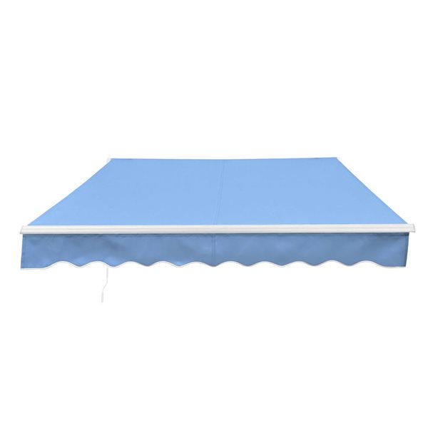 ALEKO 12 x 10-ft Retractable White Frame Patio Awning - Sky Blue