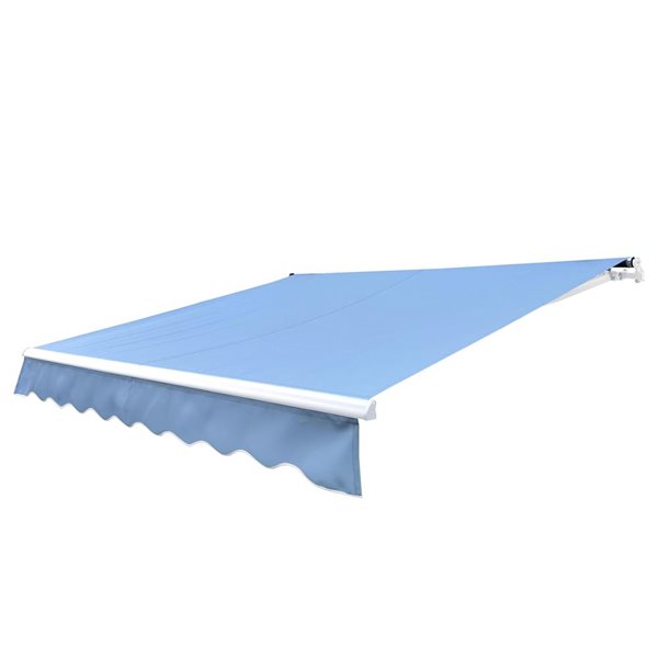 ALEKO 12 x 10-ft Retractable White Frame Patio Awning - Sky Blue