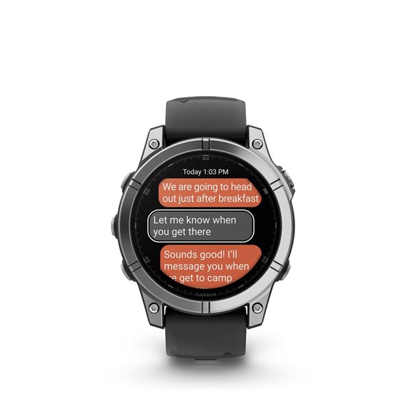 Montre intelligente GPS fēnix E Garmin 47 mm à écran AMOLED avec bracelet en silicone noir