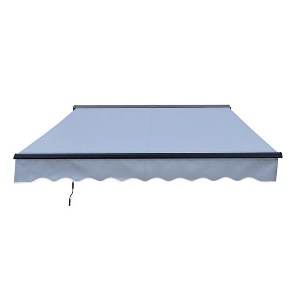 ALEKO 12 x 10-ft Half Cassette Motorized Retractable LED Luxury Patio Awning - Silver Grey