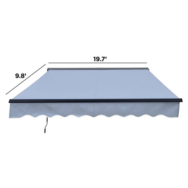 ALEKO 20 x 10-ft Half Cassette Motorized Retractable LED Luxury Patio Awning - Silver Grey
