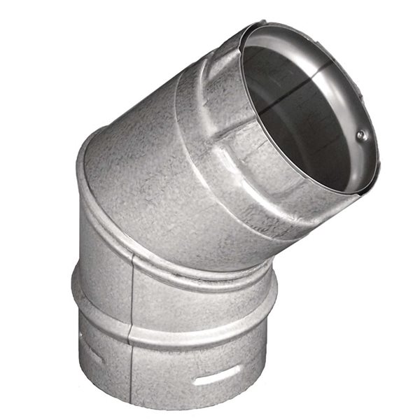 Coude de conduit 45° PelletVent DuraVent 4 po en acier galvanisé pour poêle à bois/granules