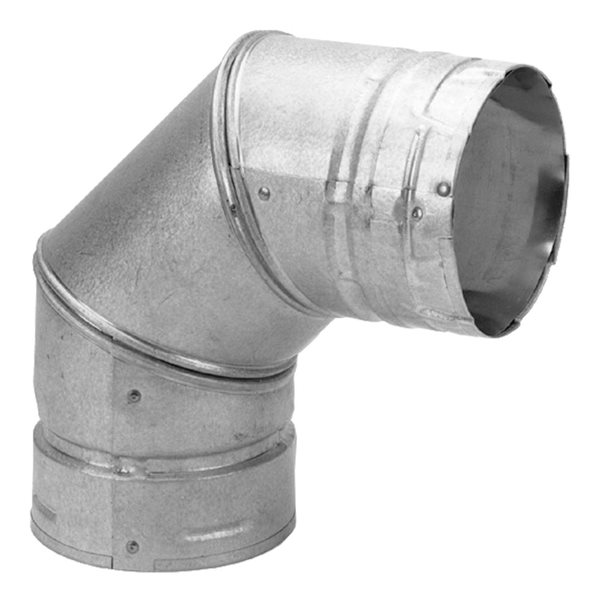 Coude de conduit 90° PelletVent DuraVent 4 po en acier galvanisé pour poêle à bois/granules