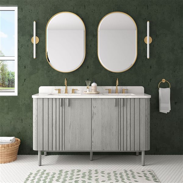 Meuble-lavabo double autoportant Blakely d'Avanity MDF/placage bois chêne gris 60 po pour salle de bains