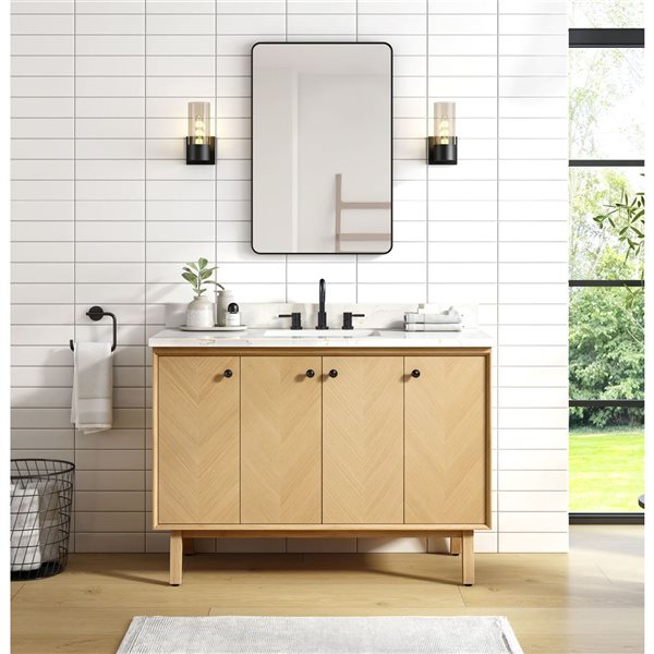 Meuble-lavabo autoportant Adele d'Avanity MDF/placage bois chêne naturel 48 po pour salle de bains