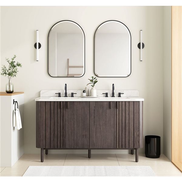 Avanity Blakely 60-in Brown Oak MDF/Wood Veneer Freestanding Double Bathroom Vanity Cabinet