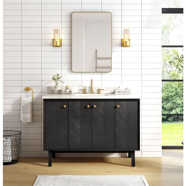 Avanity Adele 48-in Black Oak MDF/Wood Veneer Freestanding Single Sink Bathroom Vanity Cabinet