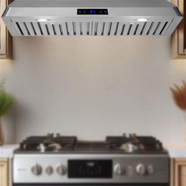 Caloric 30-in 600 CFM 3-Speed Undercabinet Range Hood with LED Lighting and Touch Controls - Stainless Steel