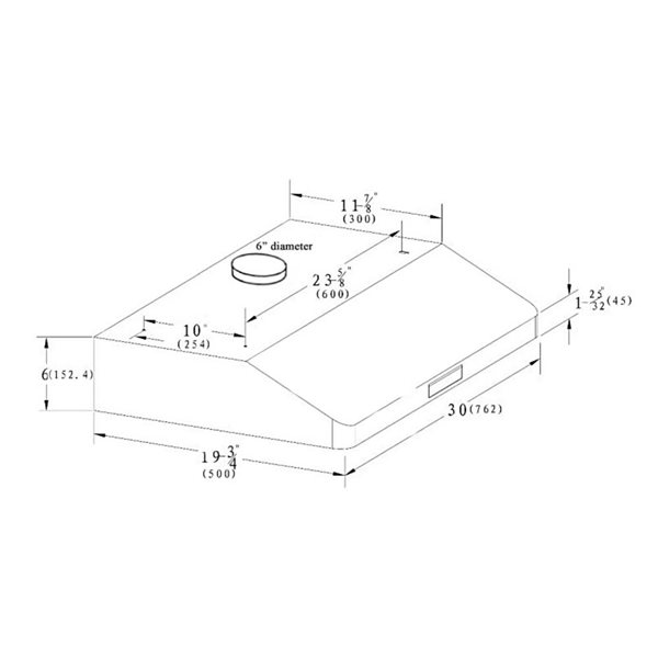 Hotte aspirante sous-armoire Caloric 30 po 600 pi³/min 3 vitesses à DEL et commandes tactiles, acier inoxydable