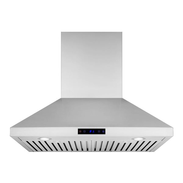 Caloric 600 CFM 3-Speed 2 LED Light Wall Mount Range Hood with Touch Controls - Stainless Steel