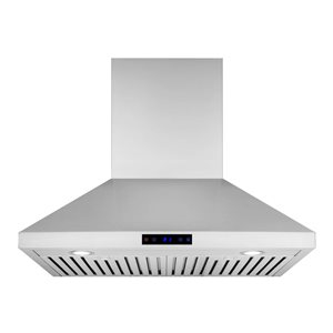 Caloric 600 CFM 3-Speed 2 LED Light Wall Mount Range Hood with Touch Controls - Stainless Steel