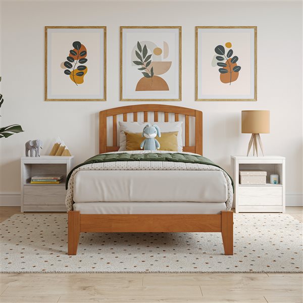 AFI Richmond Light Brown Twin Bed Frame w/ Charging Station
