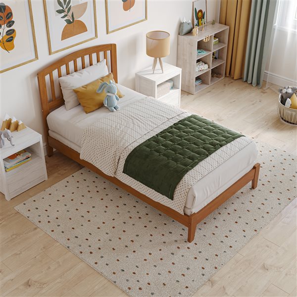 AFI Richmond Light Brown Twin Bed Frame w/ Charging Station