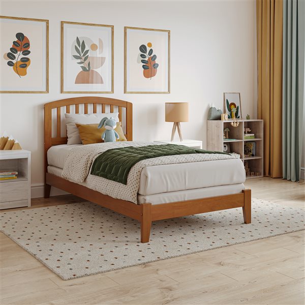 AFI Richmond Light Brown Twin Bed Frame w/ Charging Station