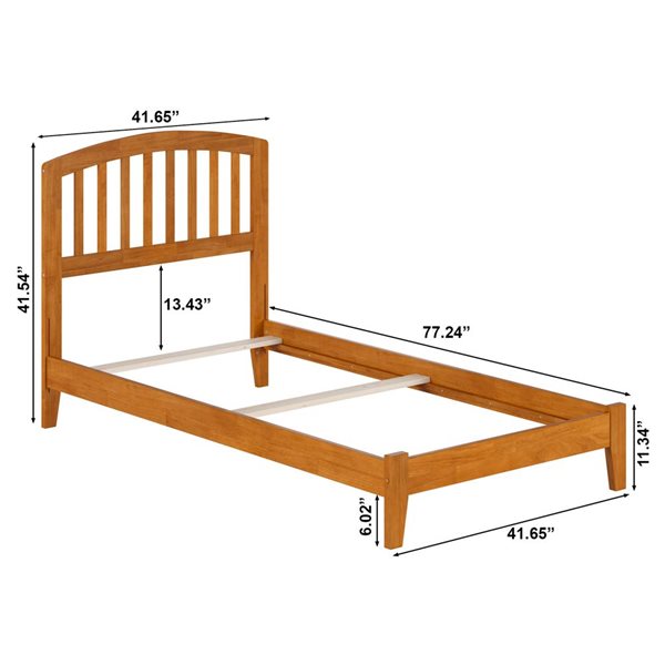 AFI Richmond Light Brown Twin Bed Frame w/ Charging Station