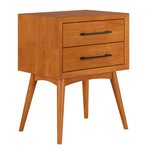 AFI Pasadena Light Brown 2-Drawer Solid Wood Nightstand