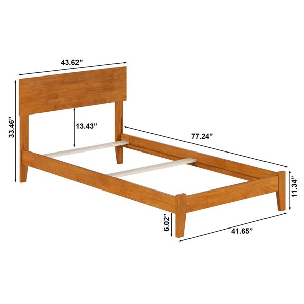 AFI Orlando Light Brown Twin Bed Frame w/ Charging Station
