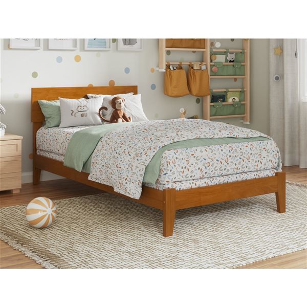 AFI Orlando Light Brown Twin Bed Frame w/ Charging Station