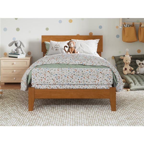 AFI Orlando Light Brown Twin Bed Frame w/ Charging Station