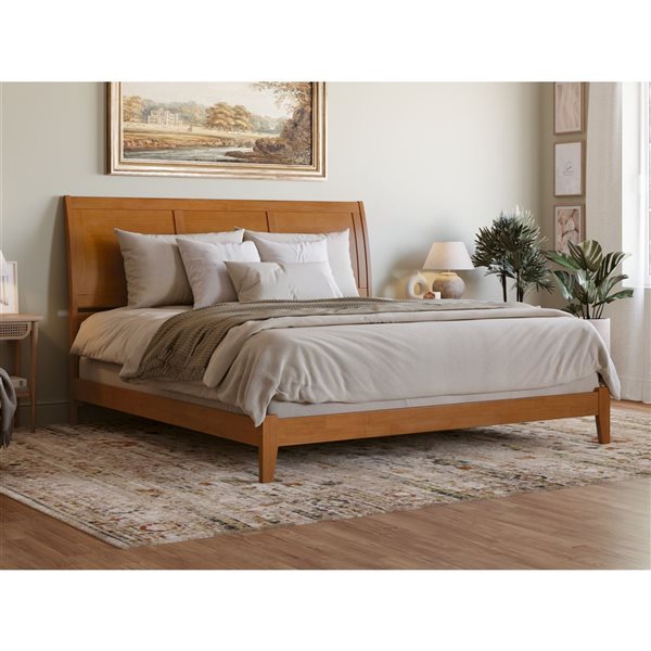 AFI Portland Light Brown King Bed Frame w/ Charging Station