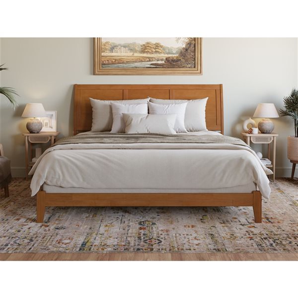 AFI Portland Light Brown King Bed Frame w/ Charging Station