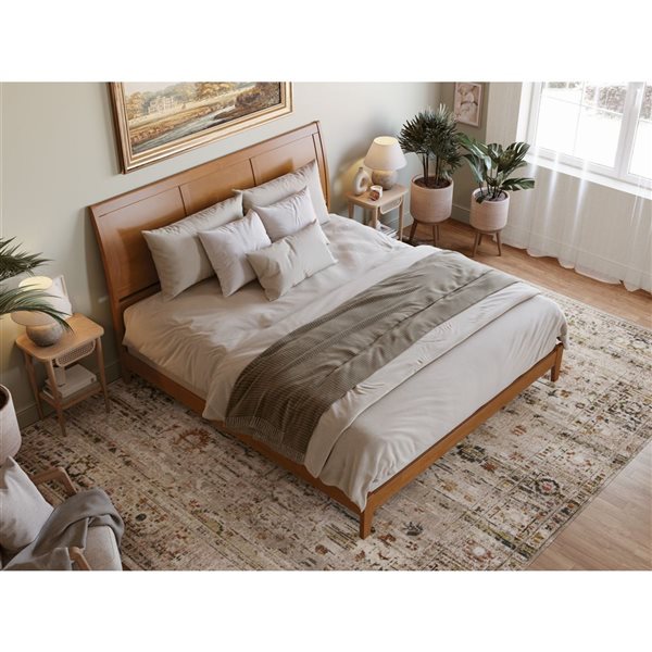 AFI Portland Light Brown King Bed Frame w/ Charging Station