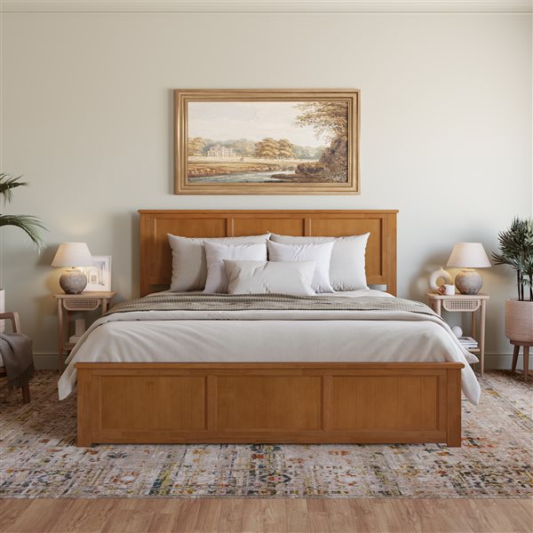 AFI Madison Light Brown King Bed Frame w/ Matching Footboard