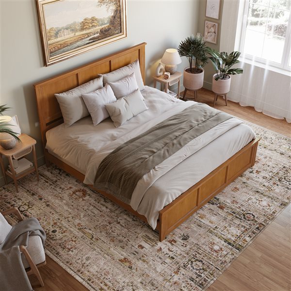 AFI Madison Light Brown King Bed Frame w/ Matching Footboard