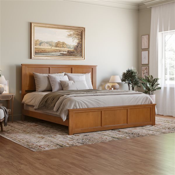 AFI Madison Light Brown King Bed Frame w/ Matching Footboard