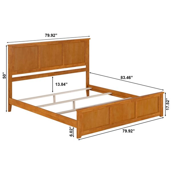 AFI Madison Light Brown King Bed Frame w/ Matching Footboard