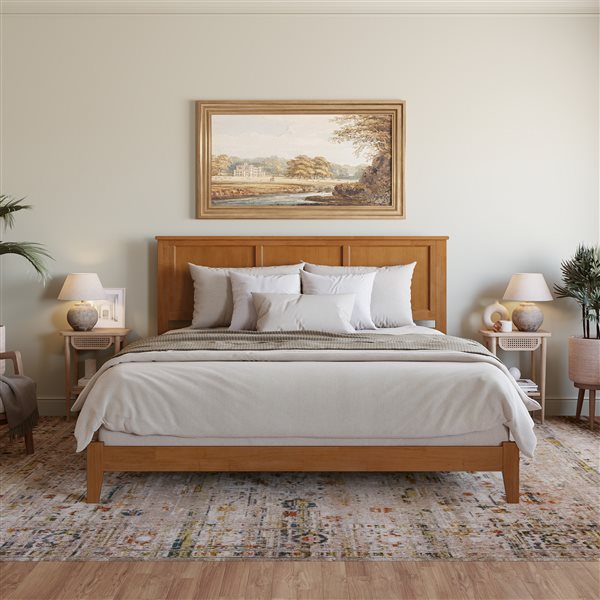 AFI Madison Light Brown King Bed Frame w/ Charging Station