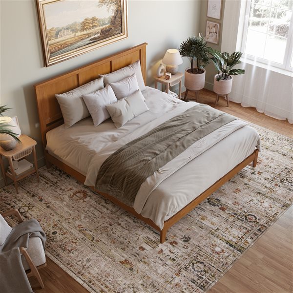 AFI Madison Light Brown King Bed Frame w/ Charging Station