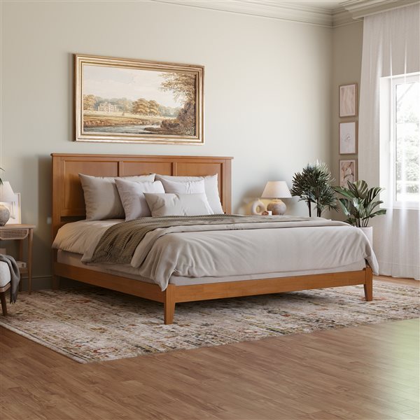 AFI Madison Light Brown King Bed Frame w/ Charging Station