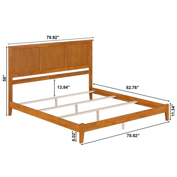 AFI Madison Light Brown King Bed Frame w/ Charging Station