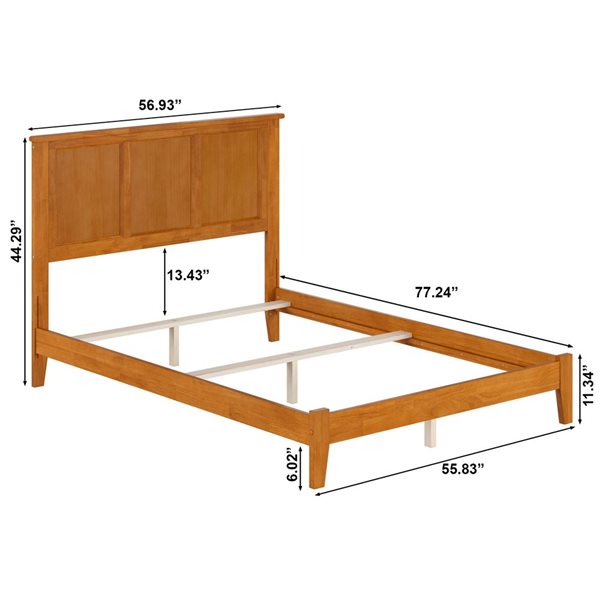 AFI Madison Light Brown Double Bed Frame w/ Charging Station