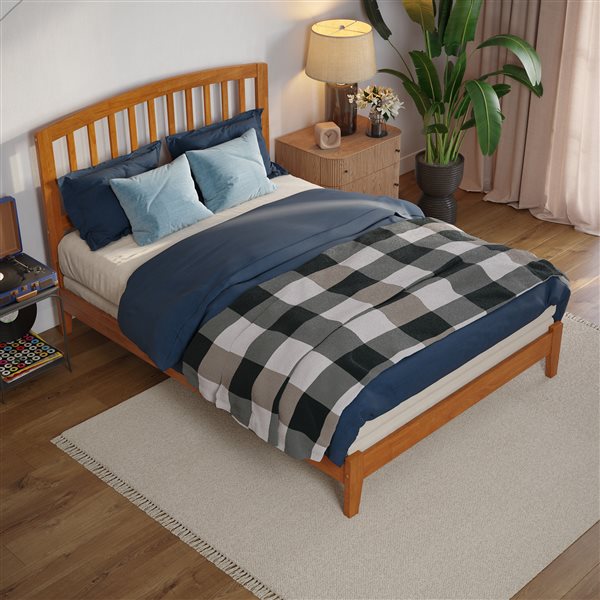 AFI Richmond Light Brown Double Bed Frame w/ Charging Station