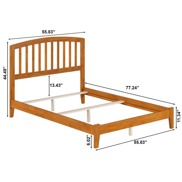 AFI Richmond Light Brown Double Bed Frame w/ Charging Station
