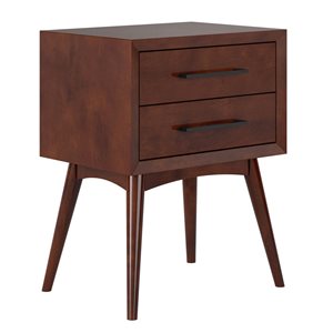 AFI Pasadena Walnut Solid Wood 2-Drawer Nightstand