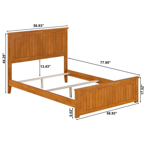 AFI Nantucket Light Brown Double Bed Frame w/  Matching Footboard