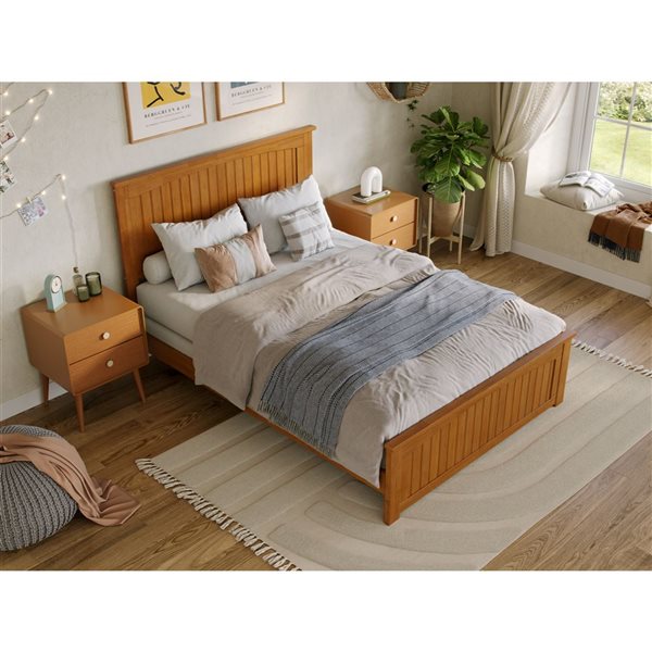 AFI Nantucket Light Brown Double Bed Frame w/  Matching Footboard