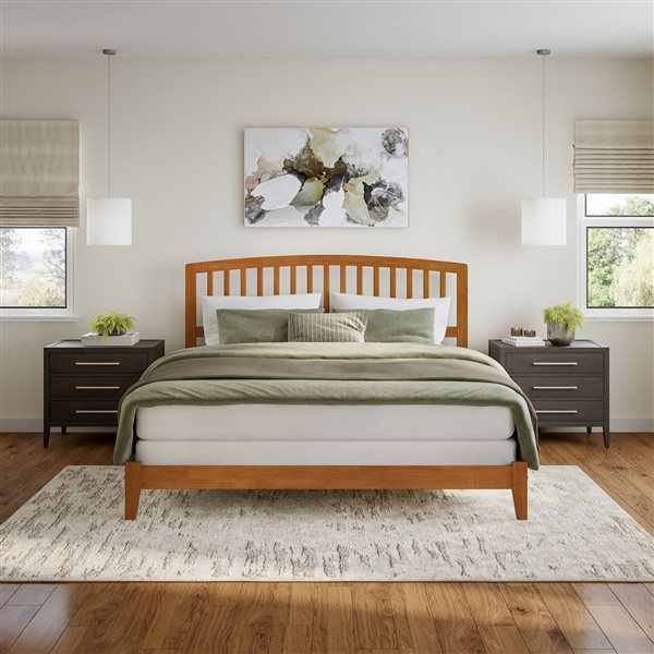 AFI Richmond Light Brown King Bed Frame w/ Charging Station