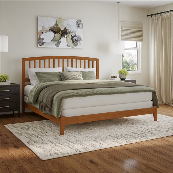 AFI Richmond Light Brown King Bed Frame w/ Charging Station